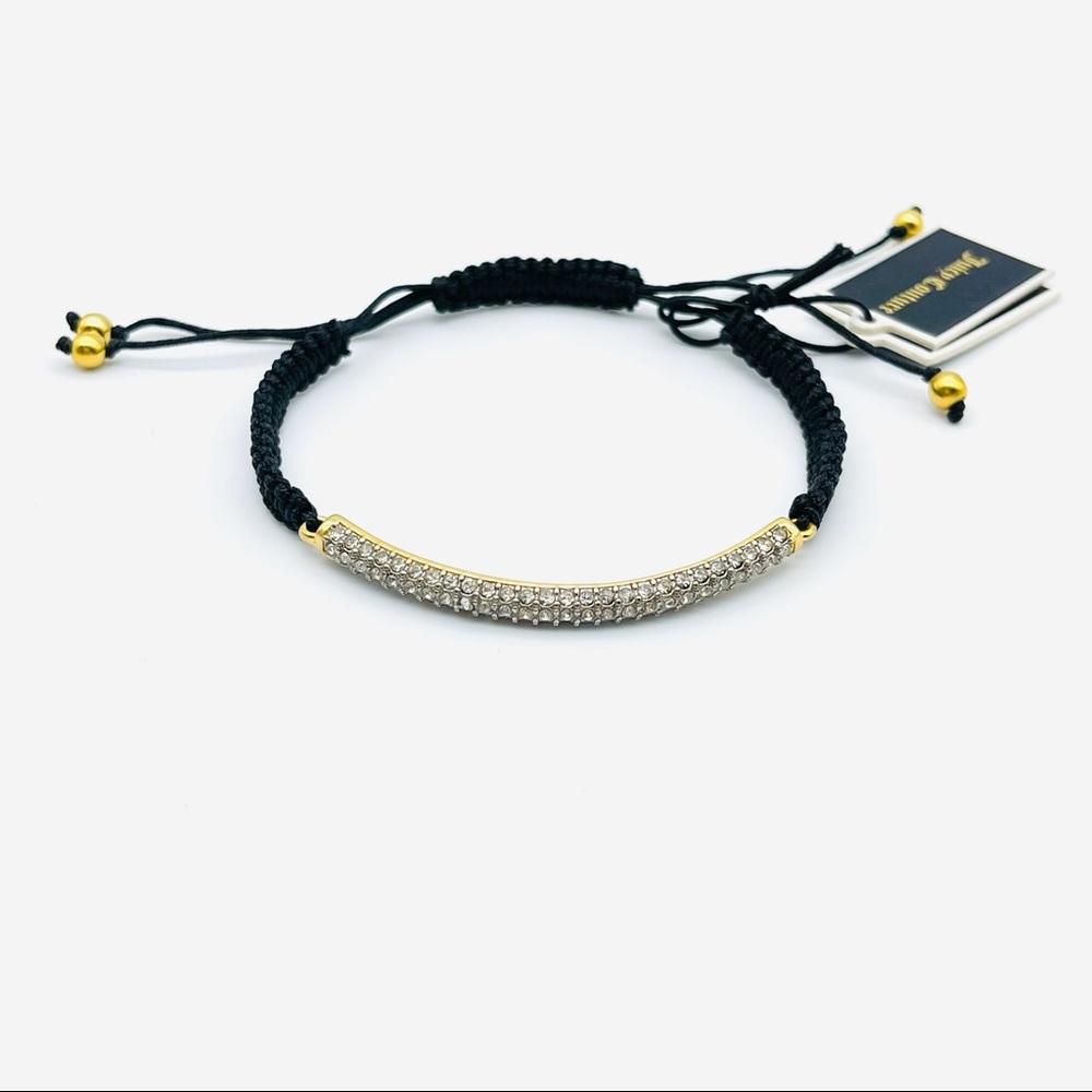 NWT JUICY COUTURE PAVE BAR FRIENDSHIP BRACELET GOLD BLACK